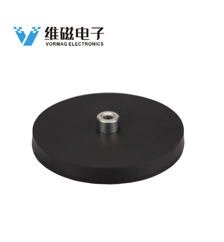 Rubber Coated Neodymium Pot Magnets with Screwed Bush