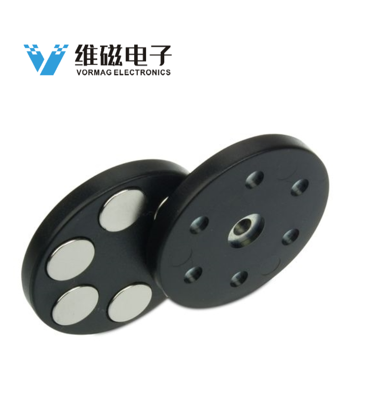 钕铁硼橡胶涂层圆形底座磁铁