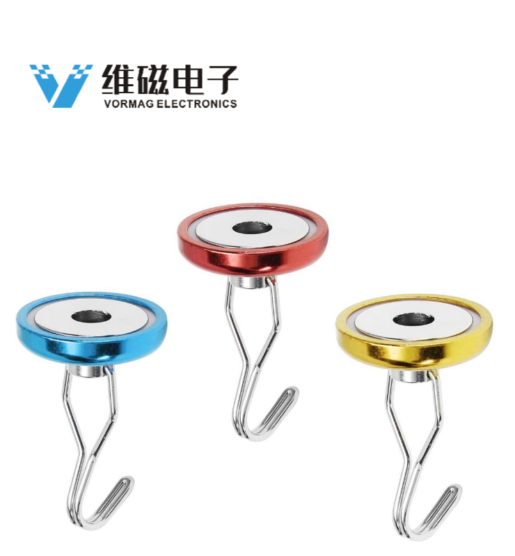 360°旋转磁铁挂钩 不锈钢挂钩吸盘 挂钩磁铁固定器 彩色旋转挂钩