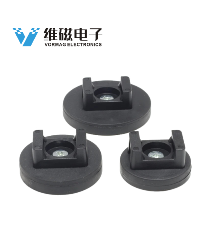 Rubber Coated Neodymium Pot Magnets with Cable Clasp